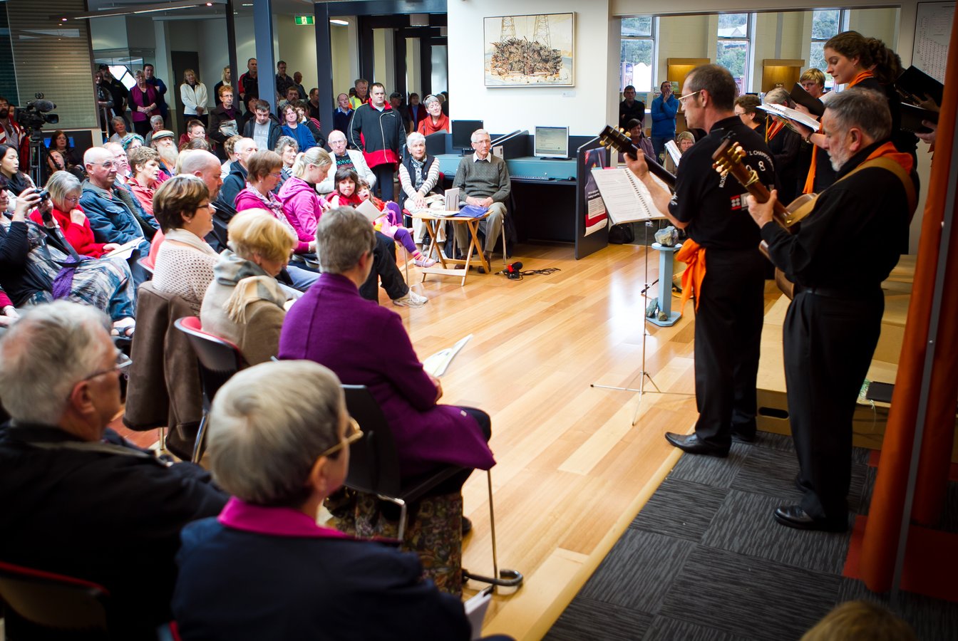 A photo of the West Coast Choir performing to an audience 2012, credit Kim Eijdenberg