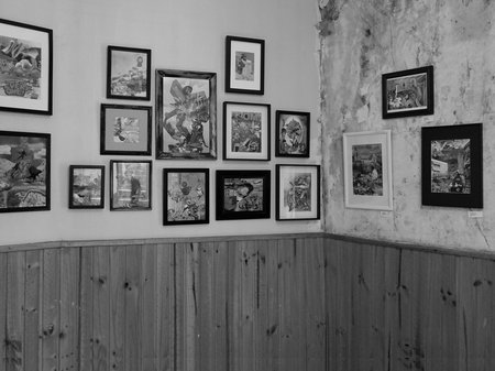 A photo of an art gallery displaying DRAGLINE, a project that got SEED funding in 2022.