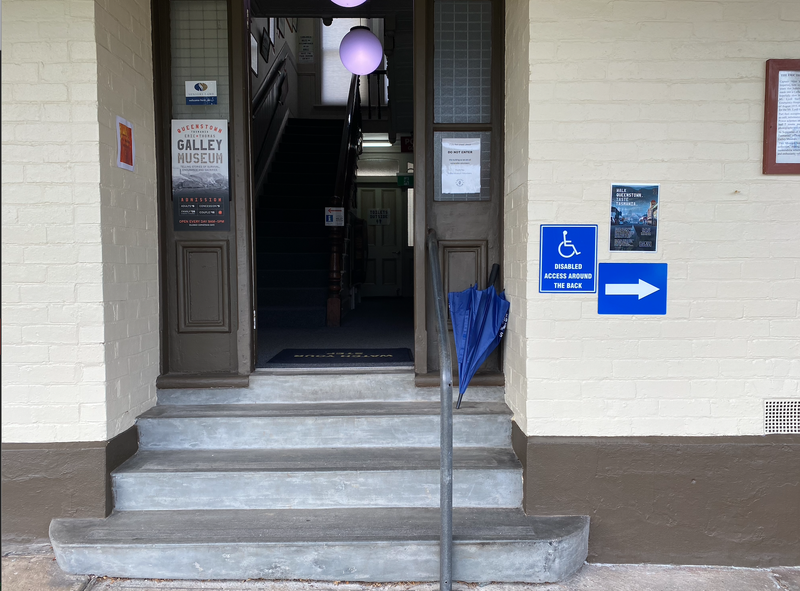 A photo of the front steps to gain entry into The Galley Museum.