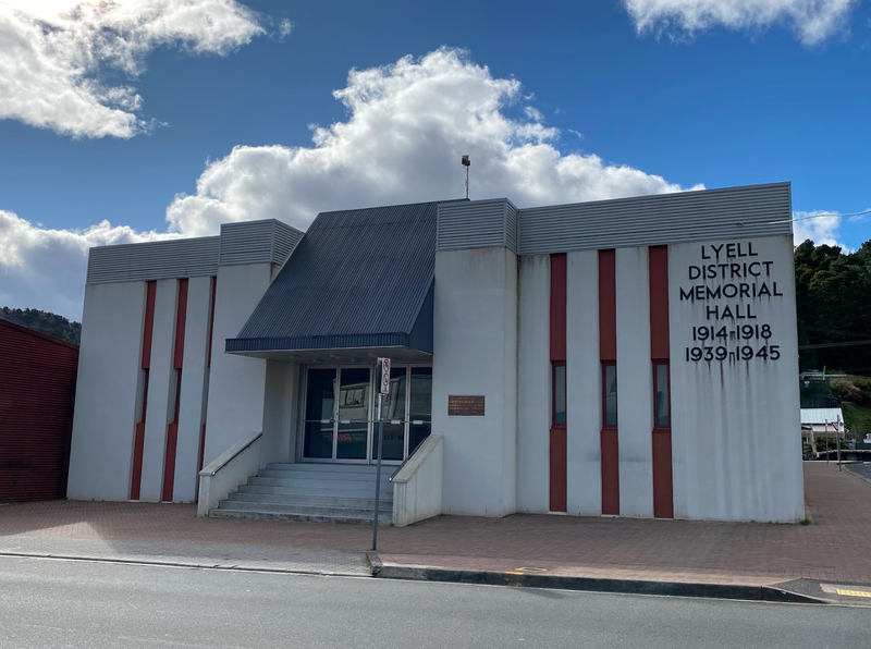 A photo of the Queenstown Memorial Hall facade.