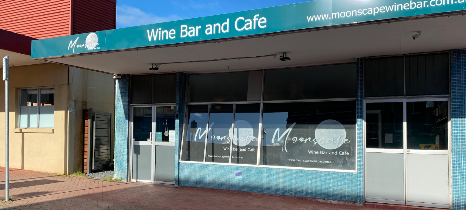 A photo of the Moonscape Wine Bar and Cafe facade taken from Orr Street.