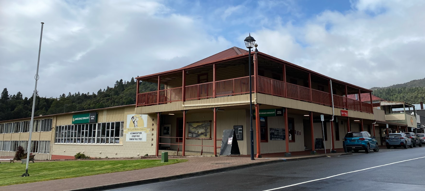 A photo taken from Orr Street, Queenstown, of the facade of The Confluence Hotel.