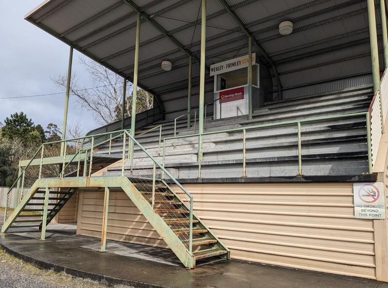 A photo of the Queenstown Football Ground grandstand.