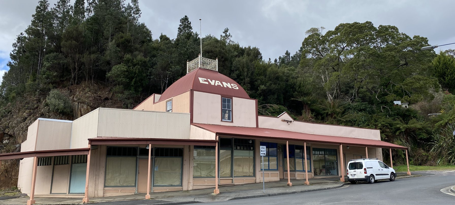 A photo of the Old Evans Store facade.